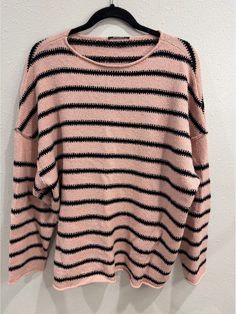 BTFBM Pink Black Striped Oversized Sweater Women’s Size M Dolman Relaxed Knit